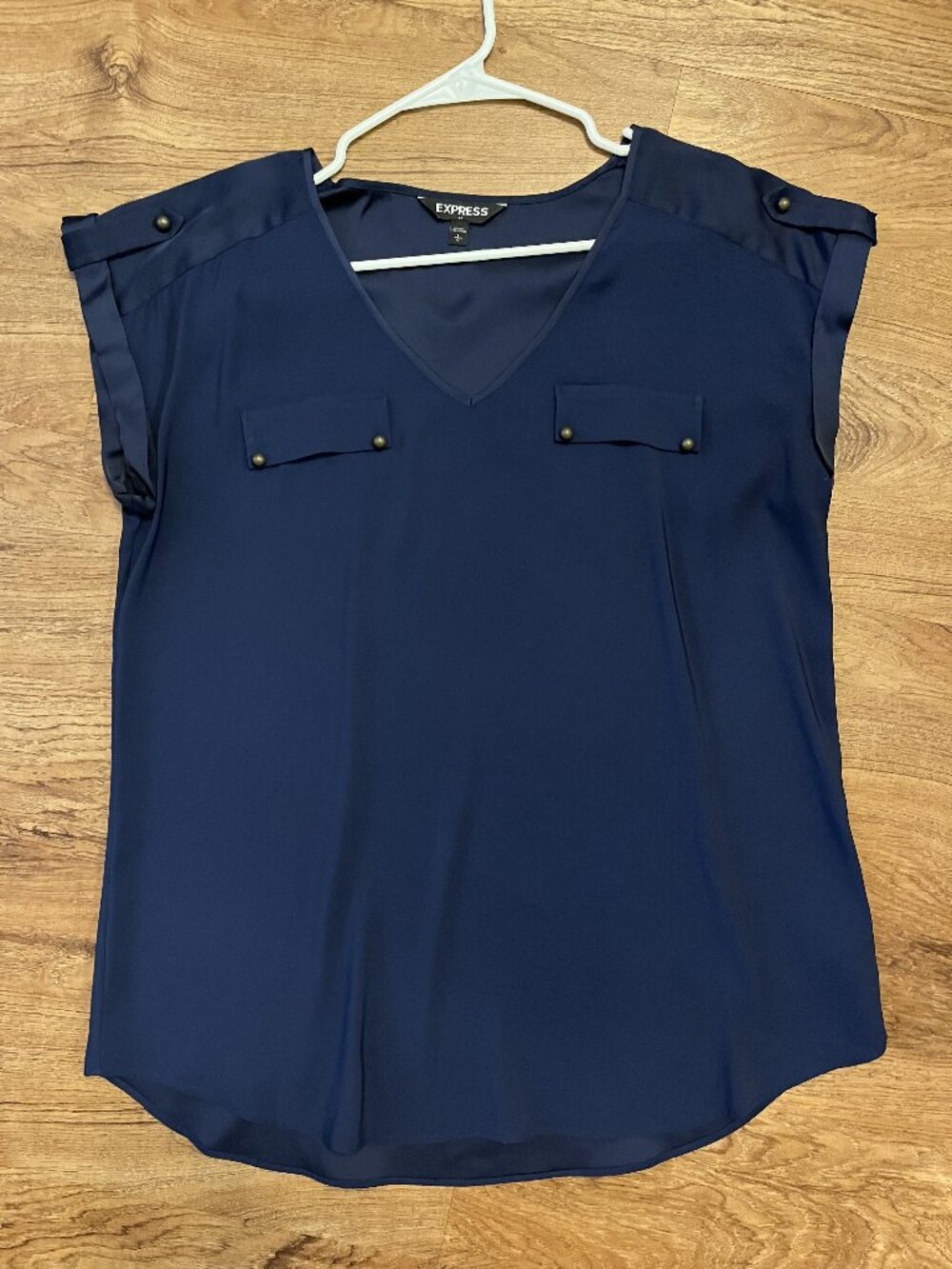 Express Women's Navy Blue Work Business Casual Blouse Shirt Top